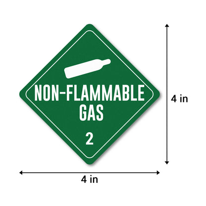 4 x 4in Stickers: Non-Flammable Gas Class 2 Labels