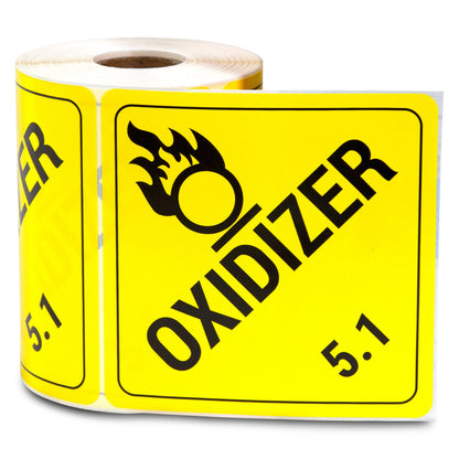 4 x 4in Stickers: Oxidizer Class 5.1 Labels