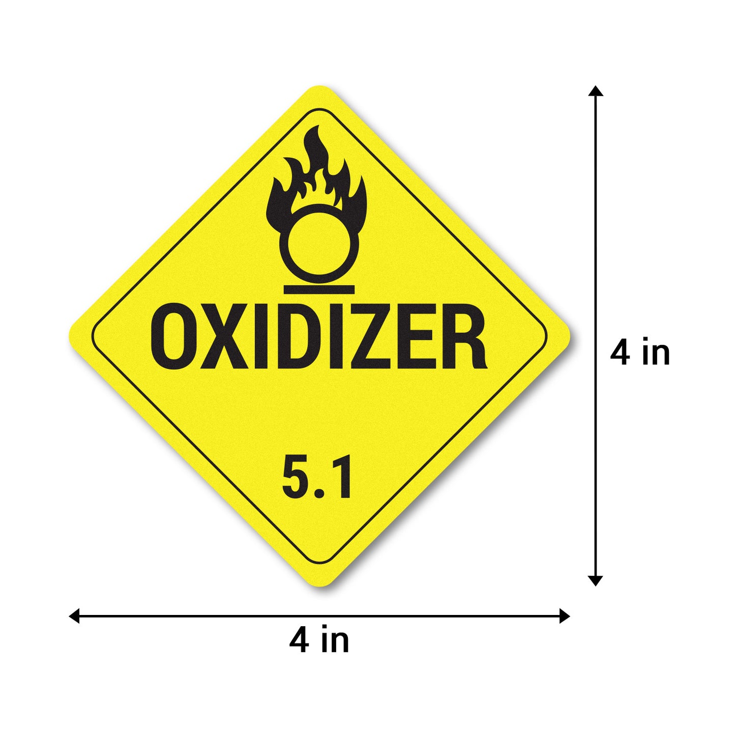 4 x 4in Stickers: Oxidizer Class 5.1 Labels
