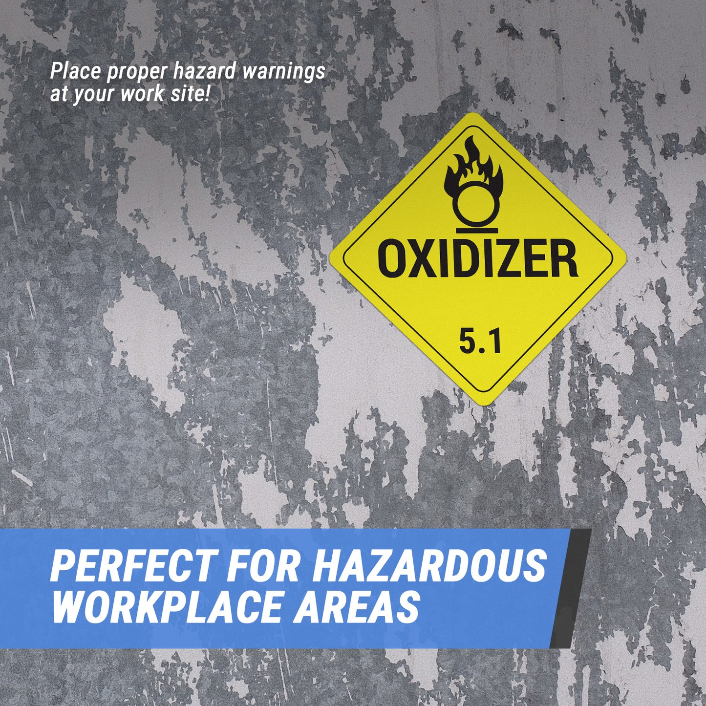 4 x 4in Stickers: Oxidizer Class 5.1 Labels