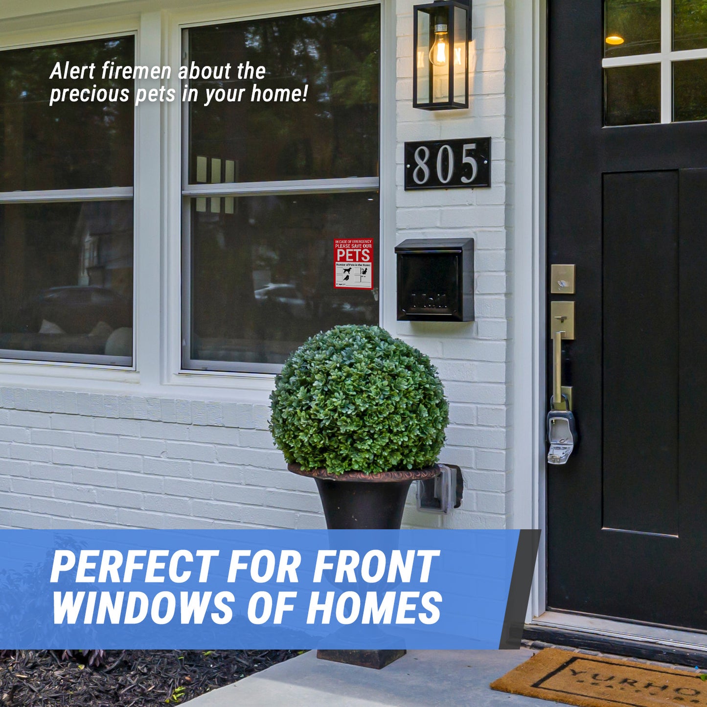4 x 5in Stickers: Emergency Save Our Pets Warning Labels (Red)