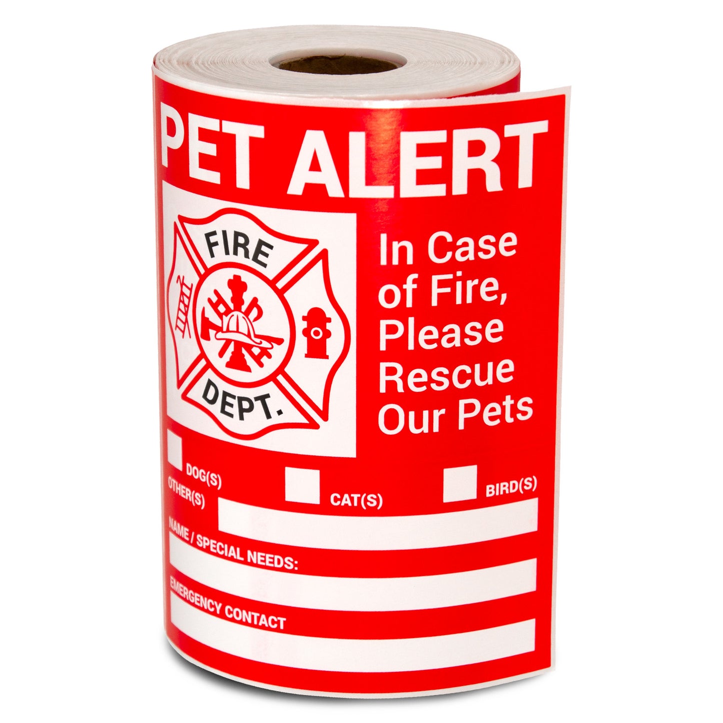 4 x 5in Stickers: In Case of Fire Please Rescue Our Pets Labels
