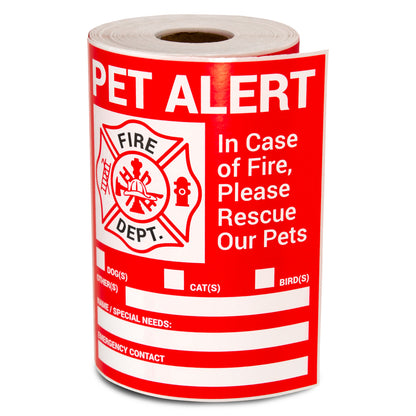 4 x 5in Stickers: In Case of Fire Please Rescue Our Pets Labels