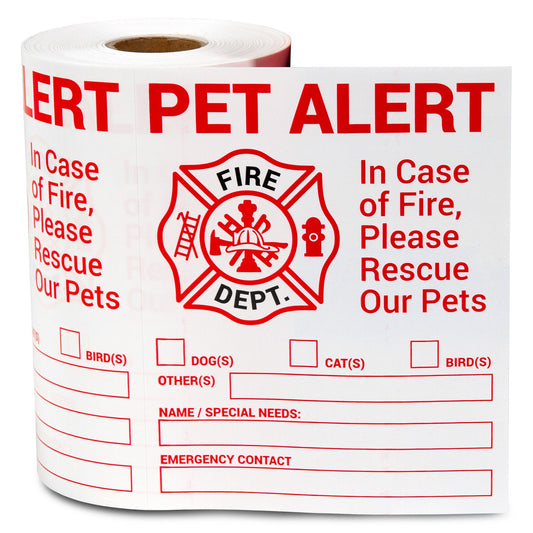 4 x 5in Stickers: In Case of Fire Please Rescue Our Pets Labels