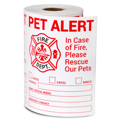 4 x 5in Stickers: In Case of Fire Please Rescue Our Pets Labels