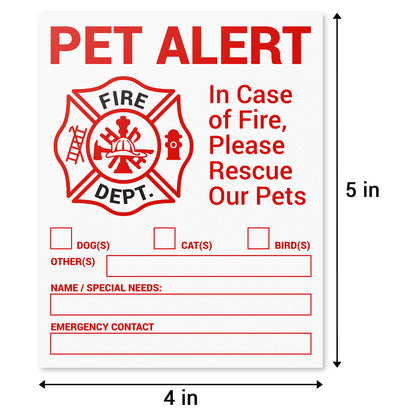 4 x 5in Stickers: In Case of Fire Please Rescue Our Pets Labels