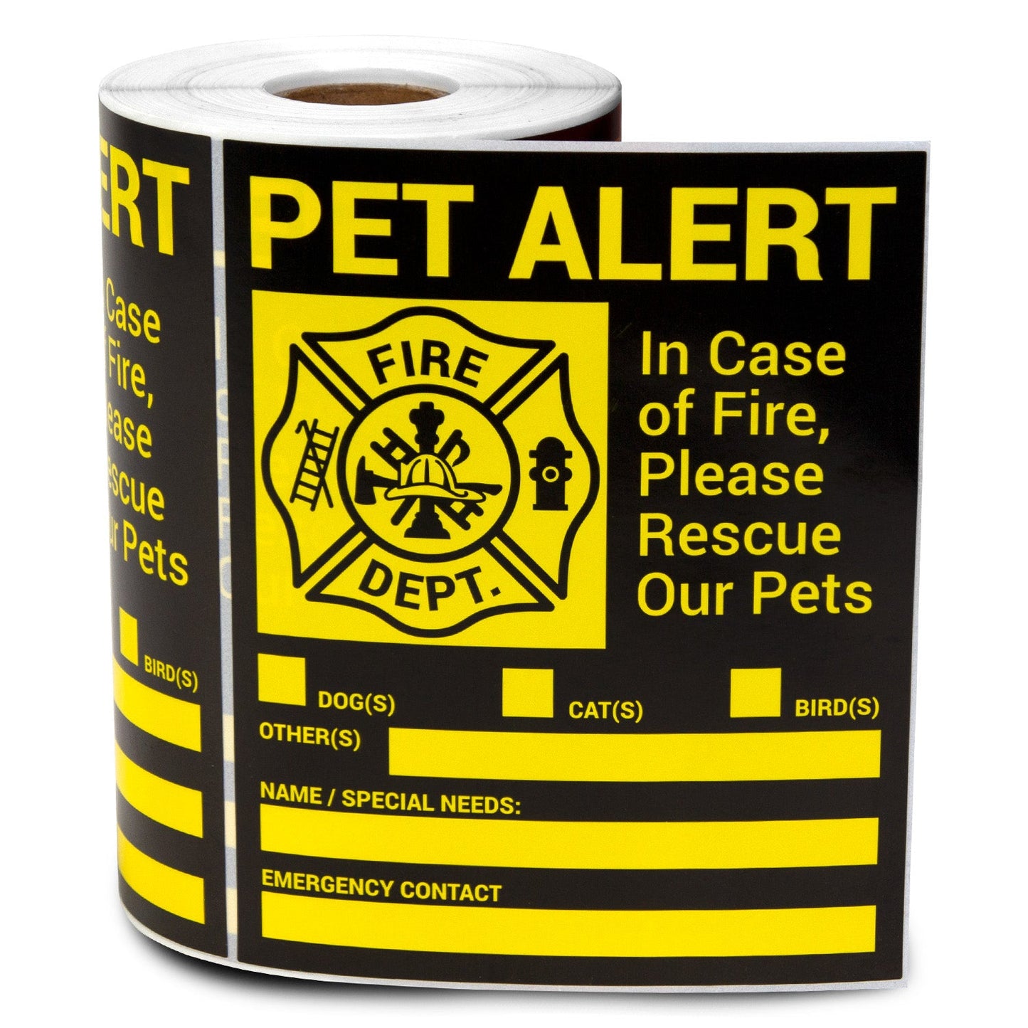 4 x 5in Stickers: In Case of Fire Please Rescue Our Pets Labels