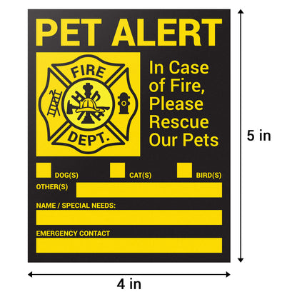 4 x 5in Stickers: In Case of Fire Please Rescue Our Pets Labels