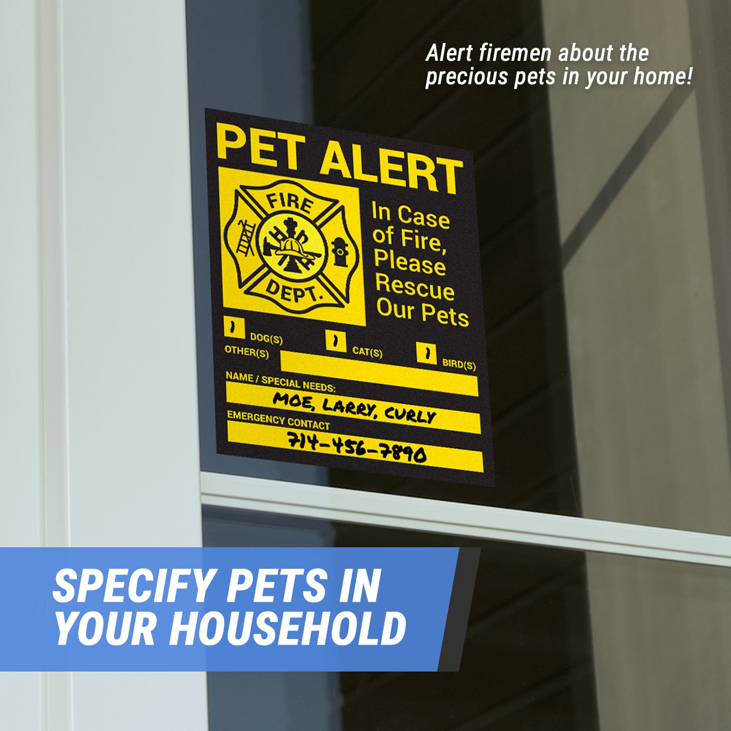 4 x 5in Stickers: In Case of Fire Please Rescue Our Pets Labels