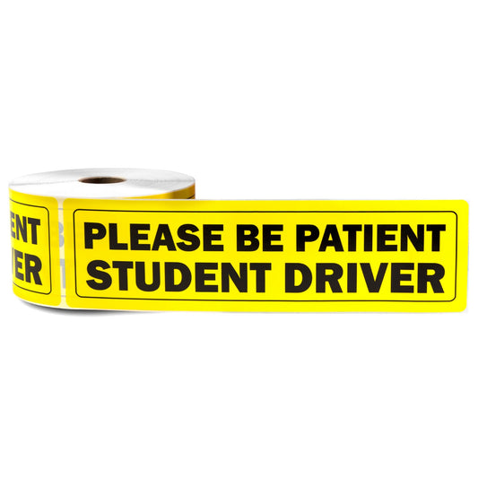 9 x 2.5in Stickers: Please Be Patient Student Driver Labels