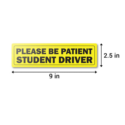 9 x 2.5in Stickers: Please Be Patient Student Driver Labels
