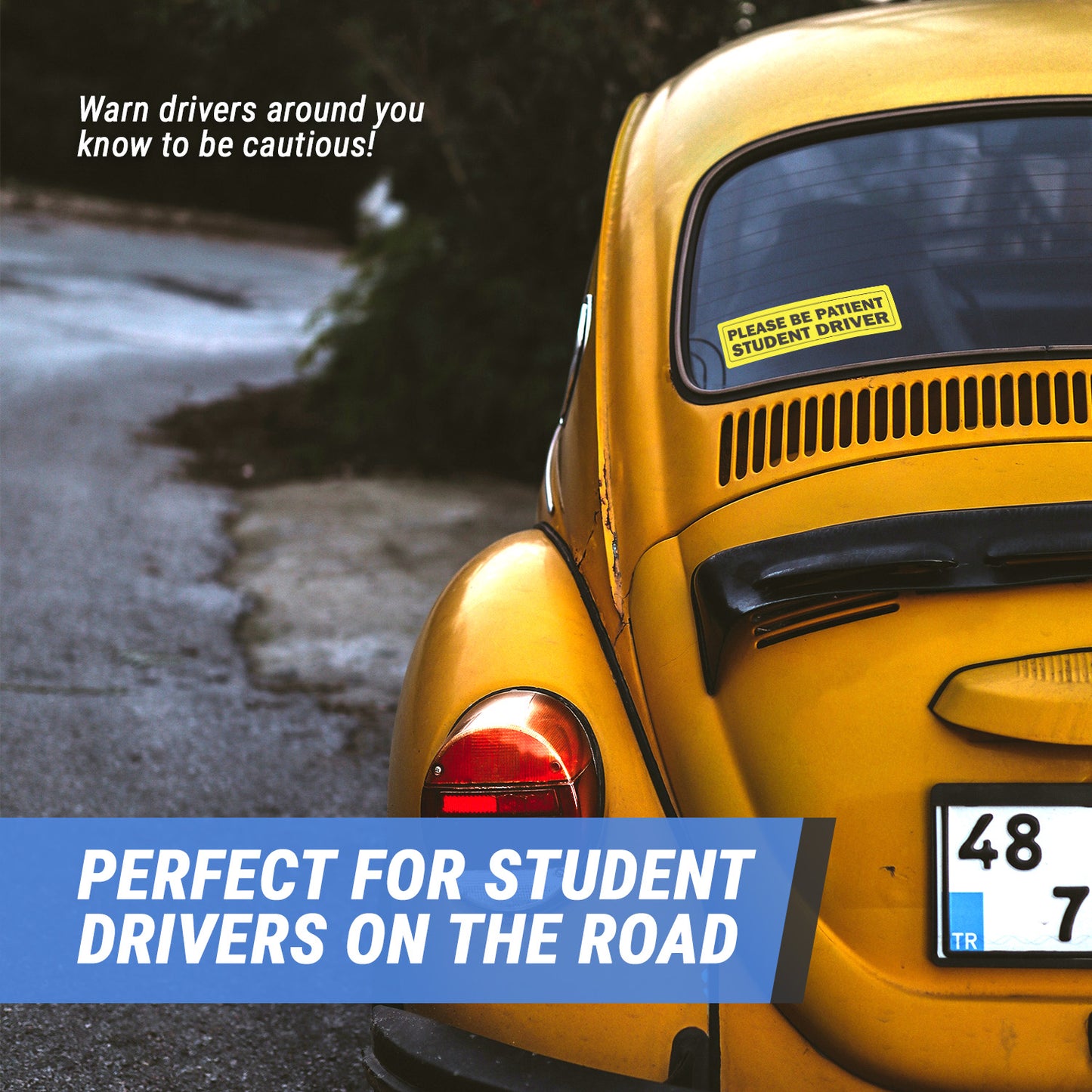 9 x 2.5in Stickers: Please Be Patient Student Driver Labels