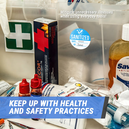 2in Stickers: Sanitized High-Level Disinfected Labels