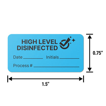 1.5 x 0.75in Stickers: Sanitized High-Level Disinfected Labels