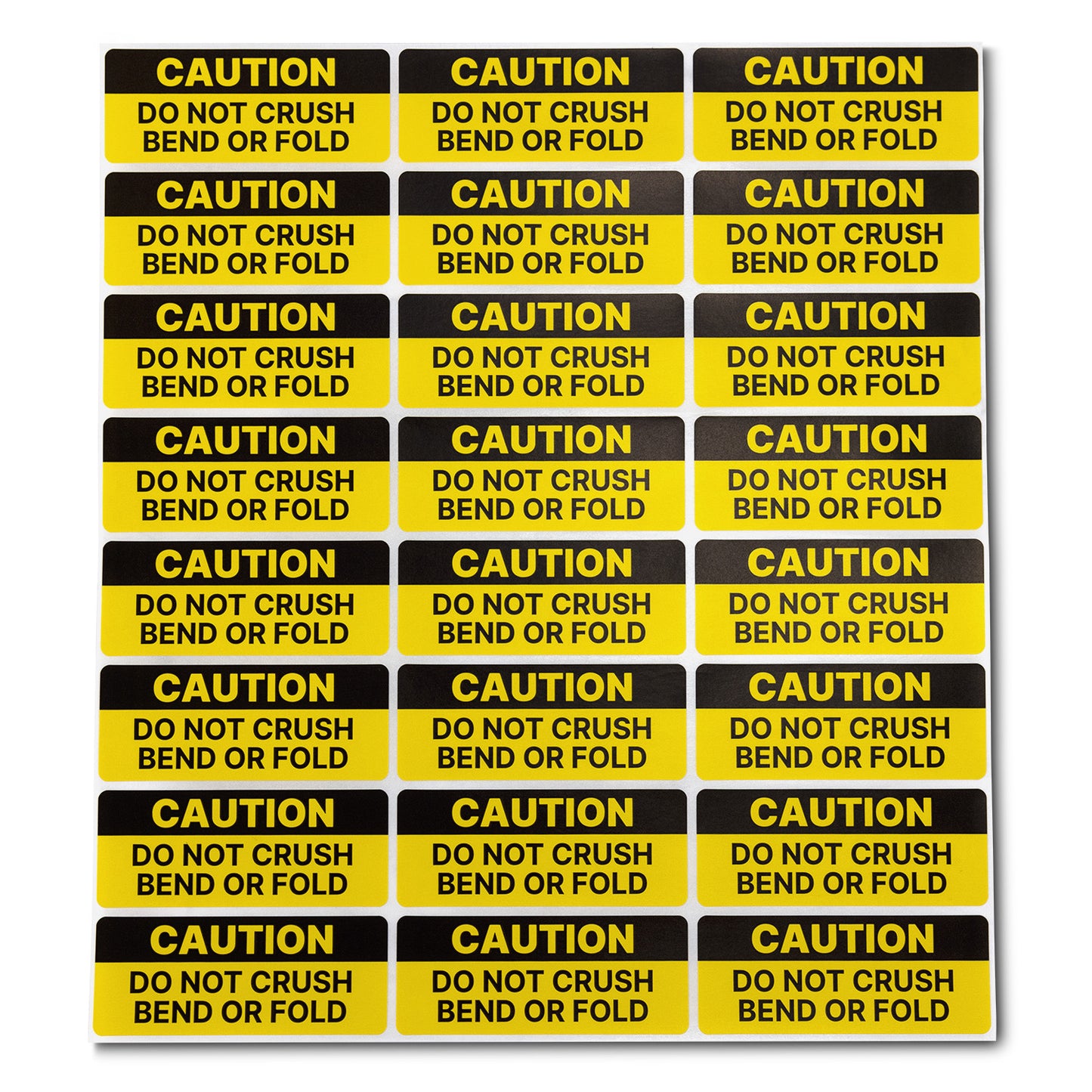 2.5 x 1in Stickers: Do Not Crush or Bend or Fold Caution Labels