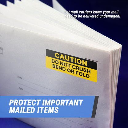 2.5 x 1in Stickers: Do Not Crush or Bend or Fold Caution Labels