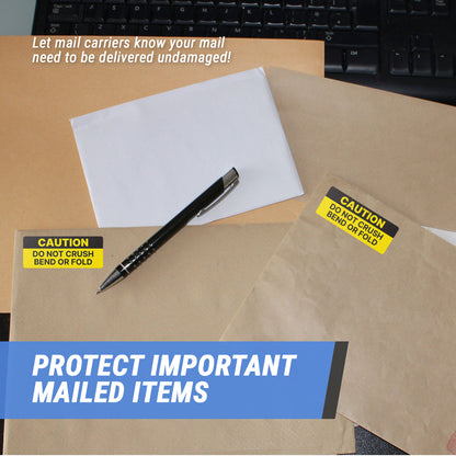 2.5 x 1in Stickers: Do Not Crush or Bend or Fold Caution Labels