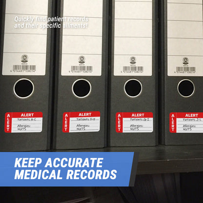 3.5 x 1.75in Stickers: Medical Alert Patient File Folder Labels