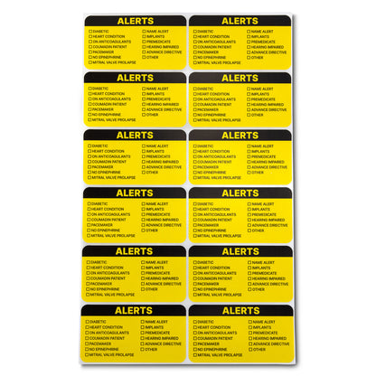 3.25 x 1.75in Stickers: Medical Alert Checklist Patient File Folder Labels