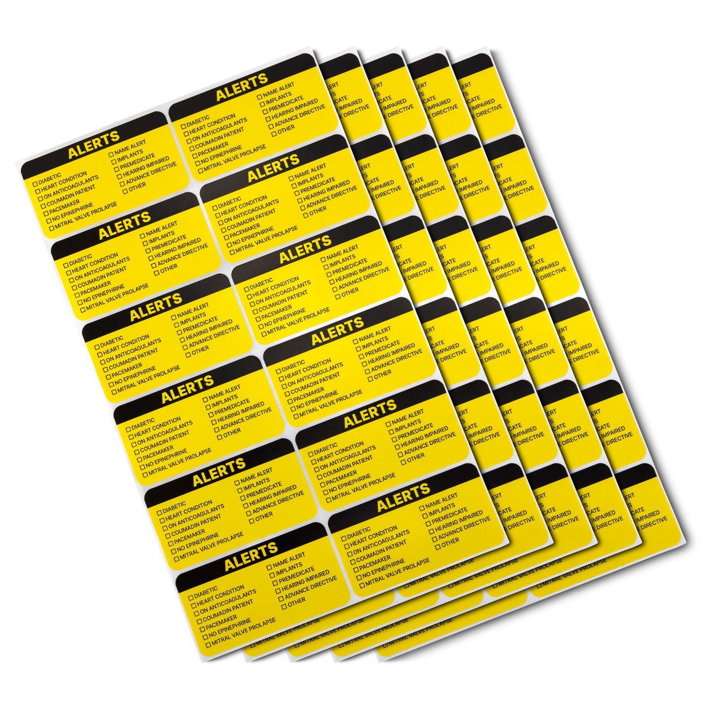 3.25 x 1.75in Stickers: Medical Alert Checklist Patient File Folder Labels