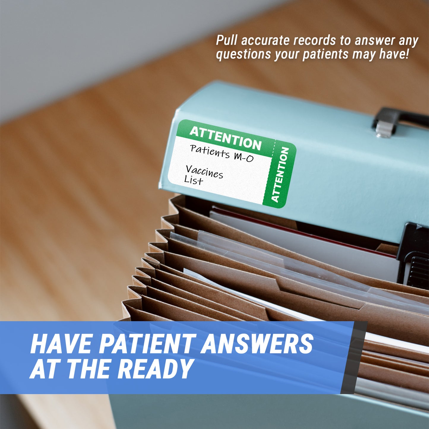 3.5 x 1.75in Stickers: Medical Alert File Folder Labels (Green & White)