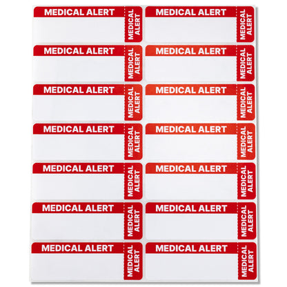 3 x 1in Stickers: Medical Alert File Folder Labels (Red & White)