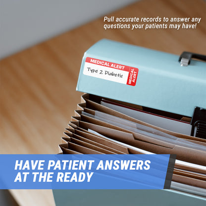 3 x 1in Stickers: Medical Alert File Folder Labels (Red & White)