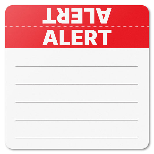 2 x 2in Stickers: Red & White Alert File Folder Labels