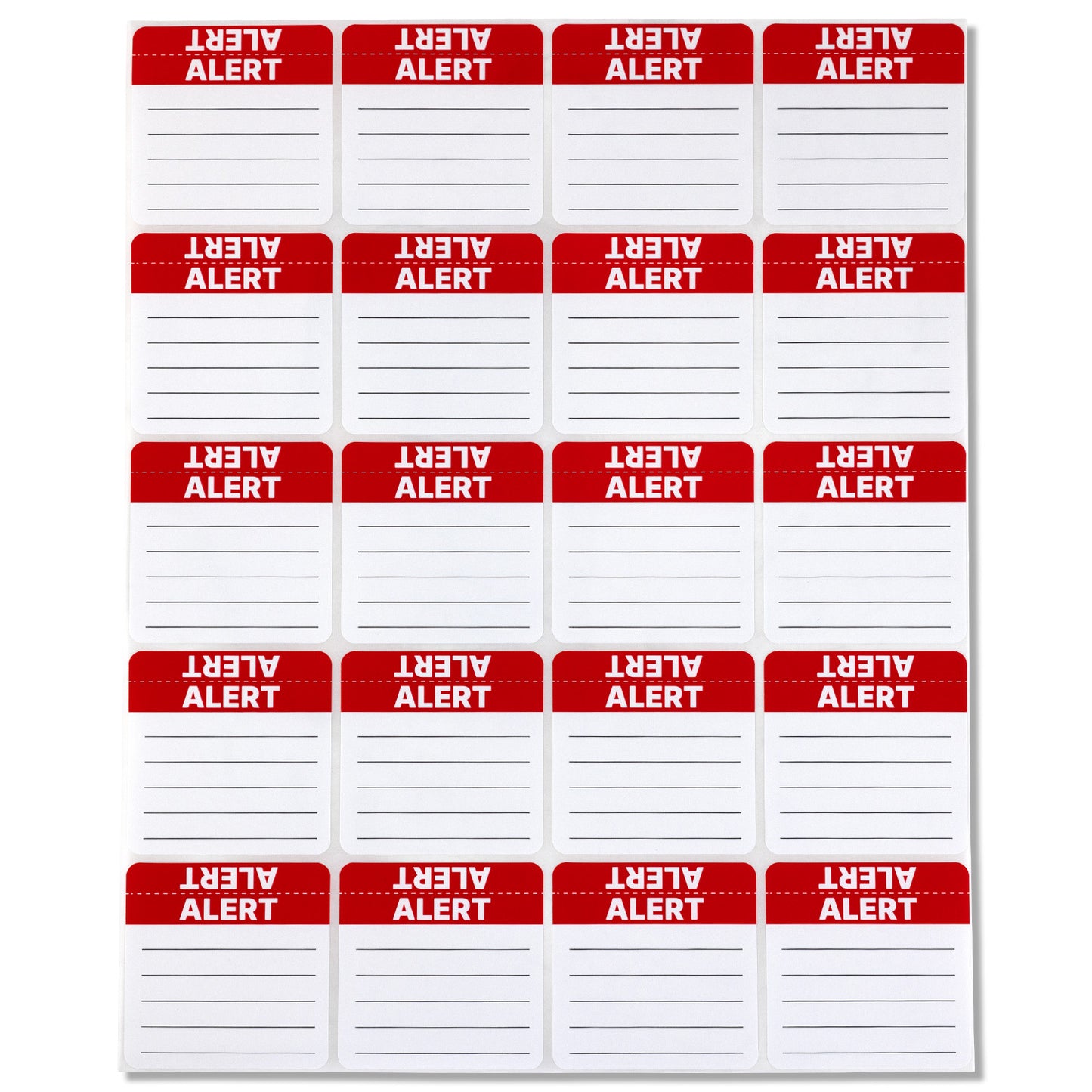 2 x 2in Stickers: Red & White Alert File Folder Labels