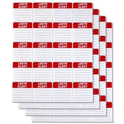 2 x 2in Stickers: Red & White Alert File Folder Labels