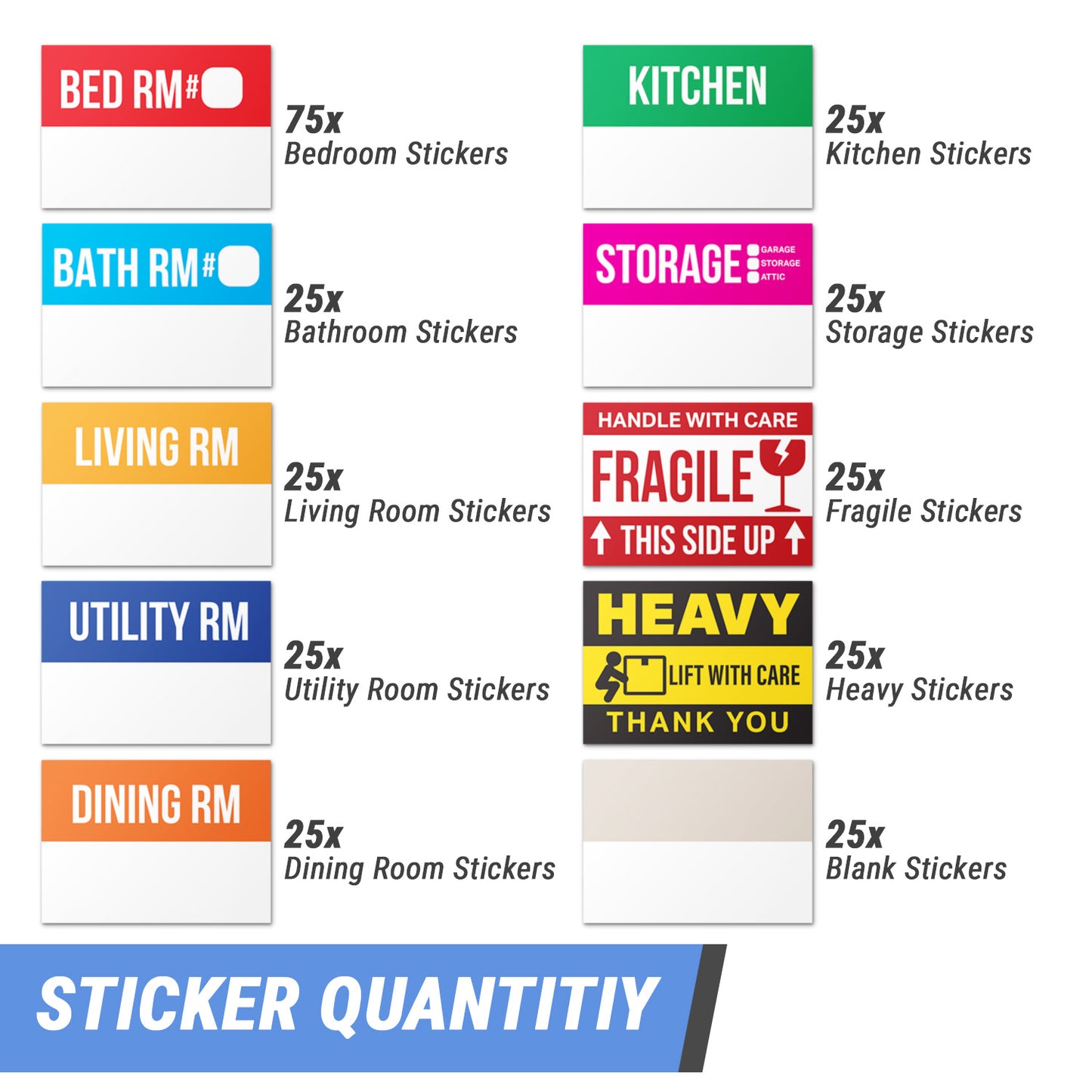 3 x 2in Moving Labels for 1 or 2 Bedroom Homes (Sheet)