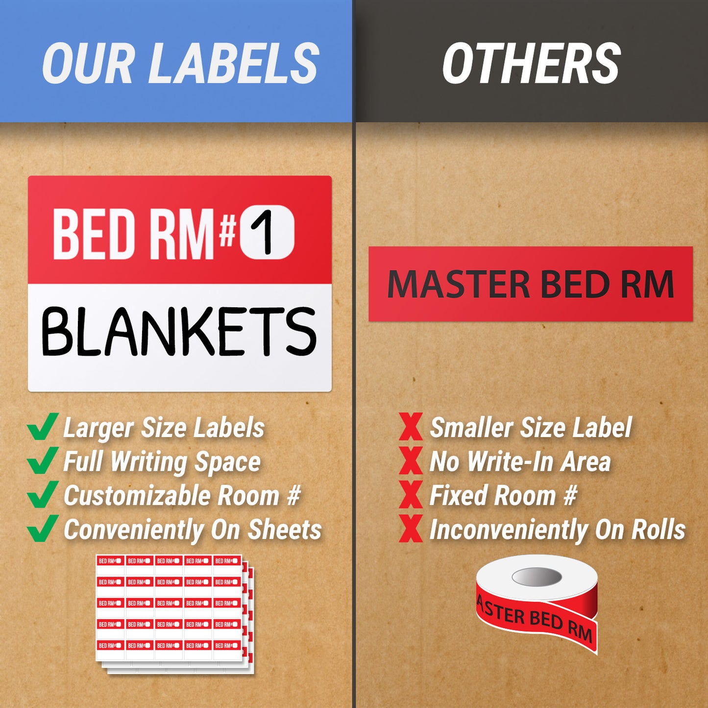 3 x 2in Moving Labels for 2 to 3 Bedroom Homes (Sheet)