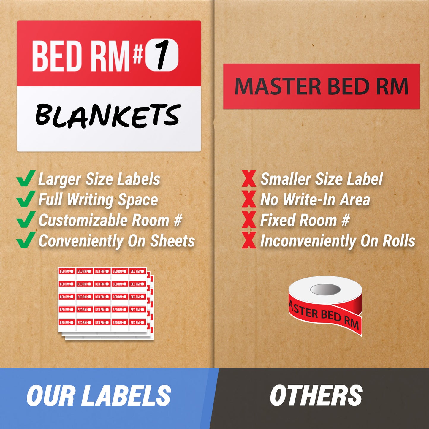 3 x 2in Moving Labels for 3 to 5 Bedroom Homes (Sheet)