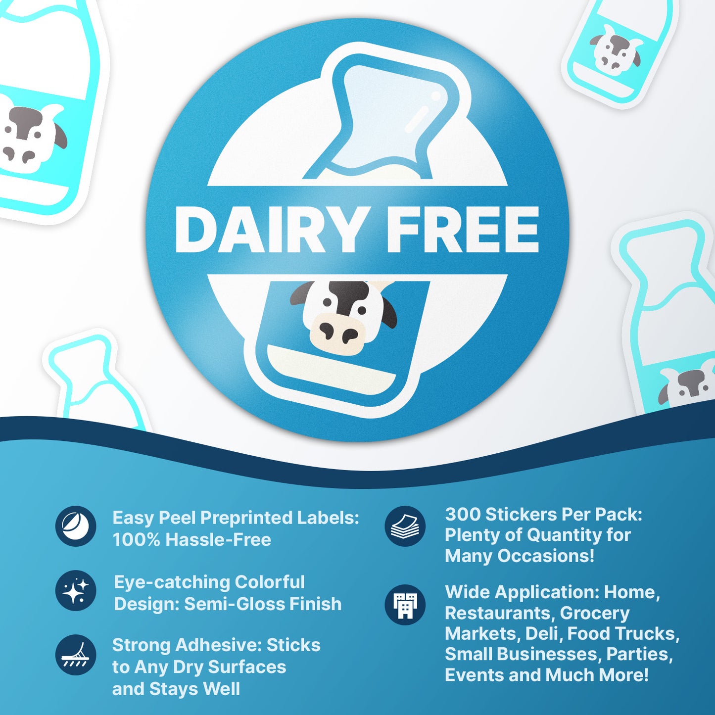 1.5 inch Dairy Free Food Labels (300 Count)