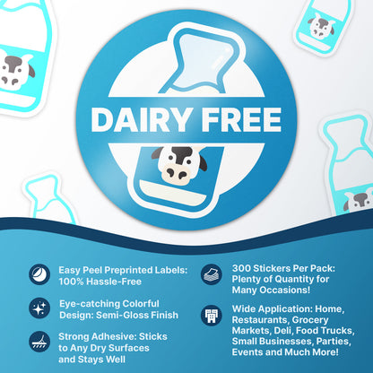 1.5 inch Dairy Free Food Labels (300 Count)