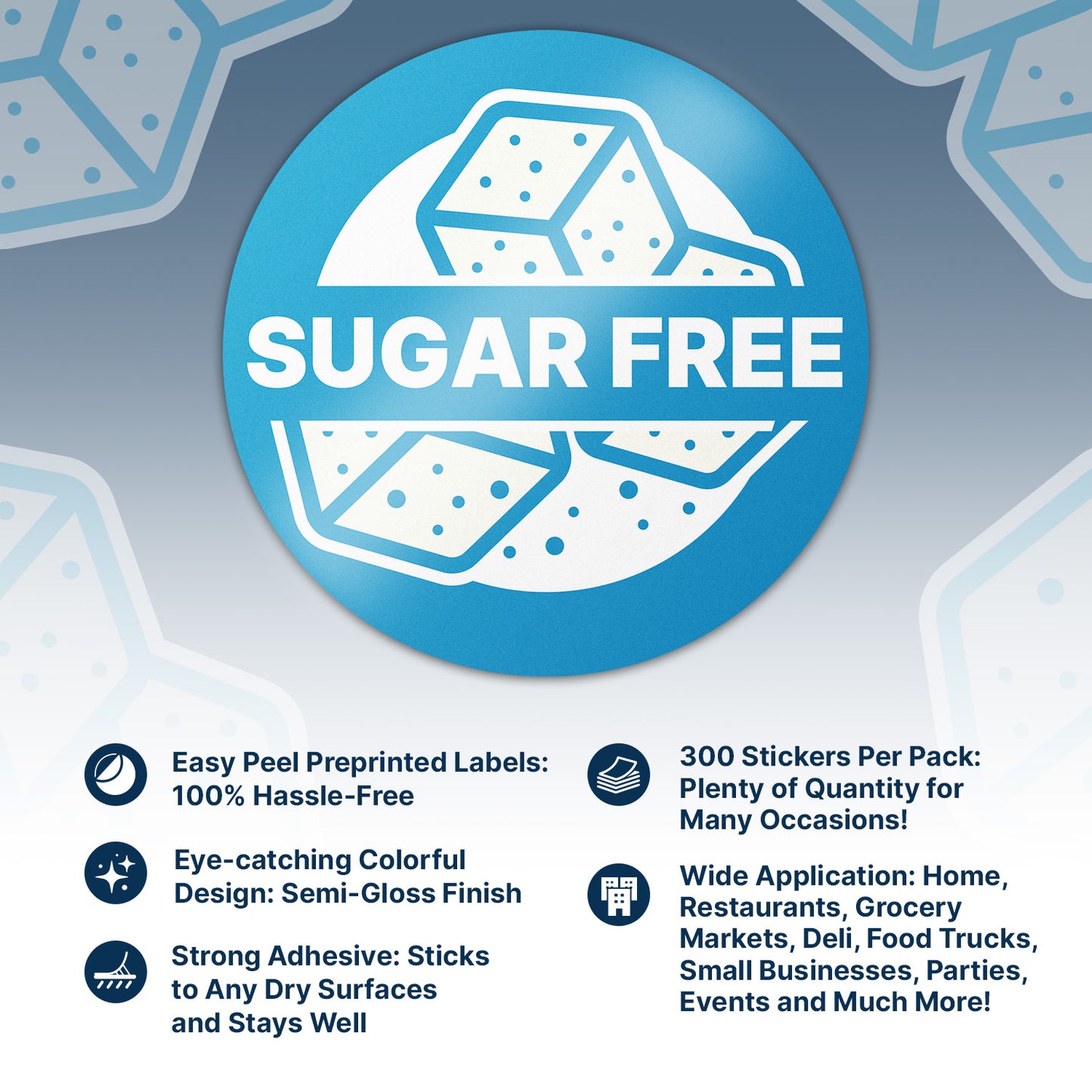 1.5 inch Sugar Free Food Labels (300 Count)