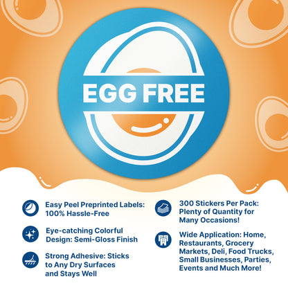 1.5 inch Egg-Free Food Labels (300 Count)