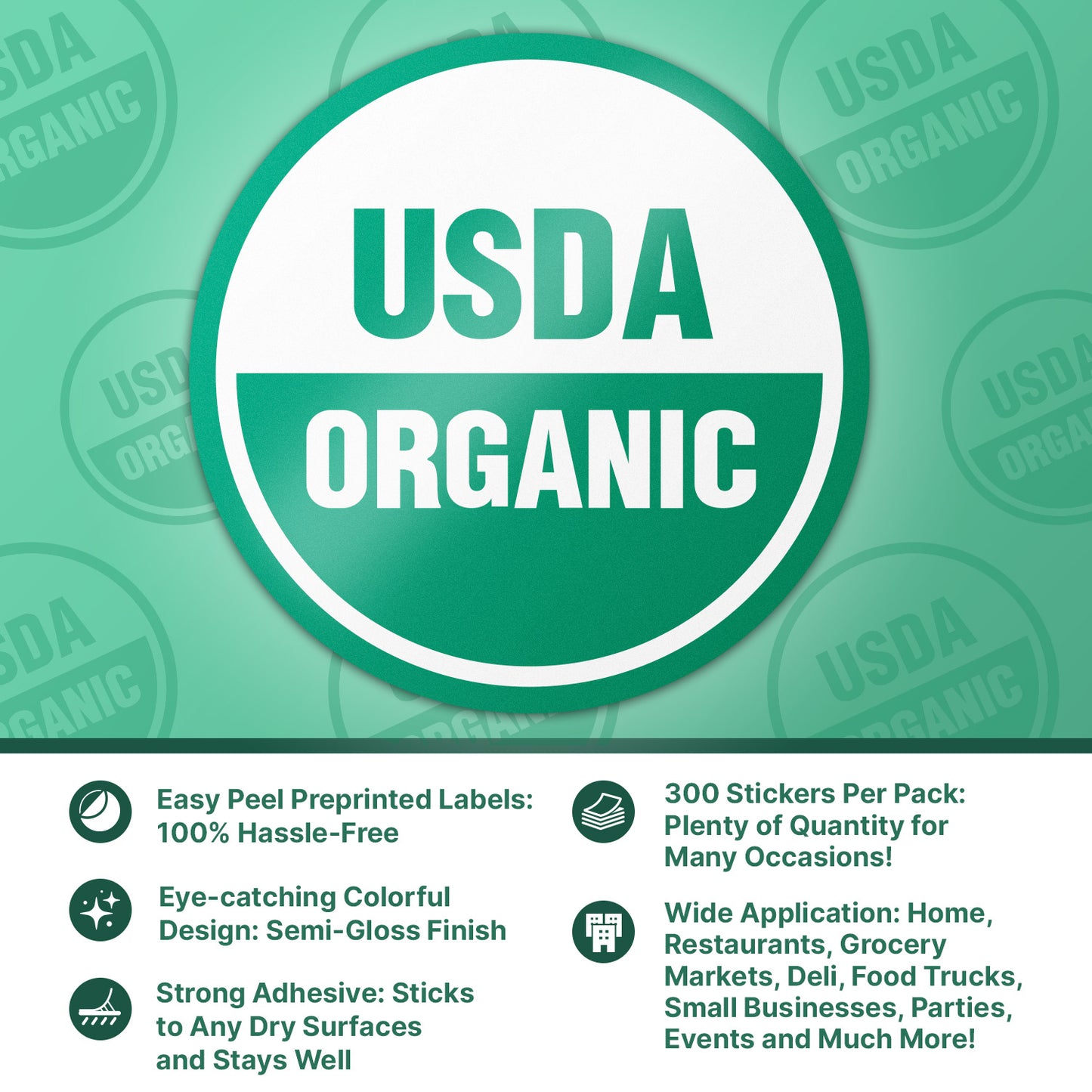 1.5 inch USDA Organic Food Labels (300 Count)