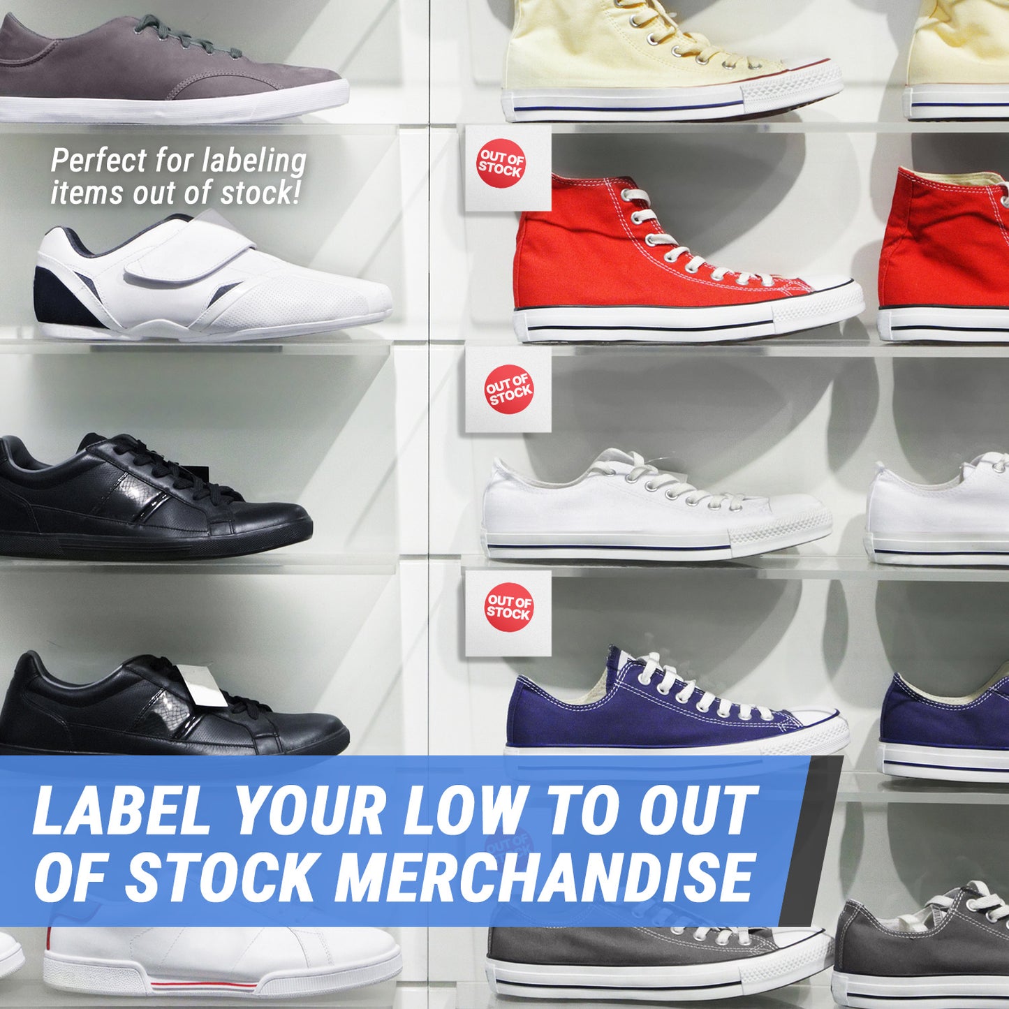 1.5in Stickers: Out of Stock Retail Labels