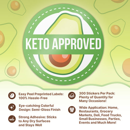 1.5 inch Keto Approved Food Labels (300 Count)