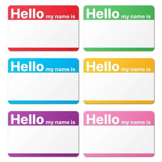 3.5 x 2.25in Stickers: Hello My Name Is ID Tags (6 Colors)
