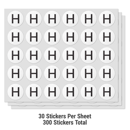 1 inch Alphabet Letter H Sticker (Sheets)