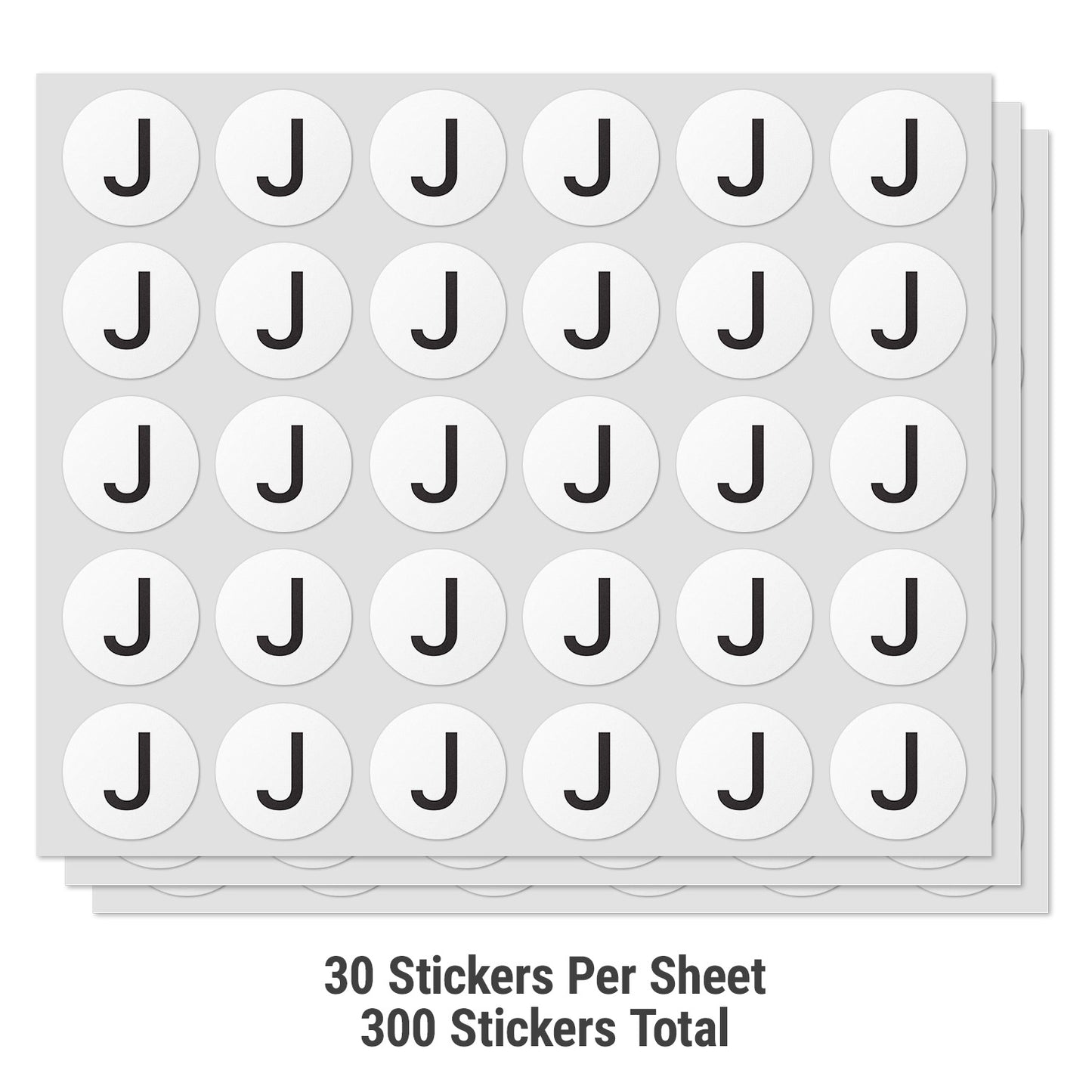 1 inch Alphabet Letter J Sticker (Sheets)
