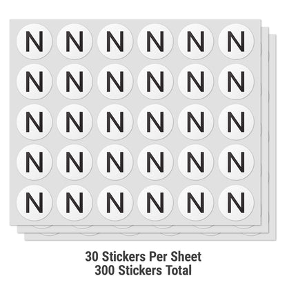 1 inch Alphabet Letter N Sticker (Sheets)