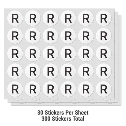 1 inch Alphabet Letter R Sticker (Sheets)