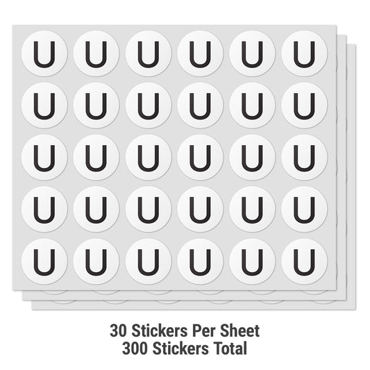 1in Stickers: Alphabet Letter U Label (Capital)