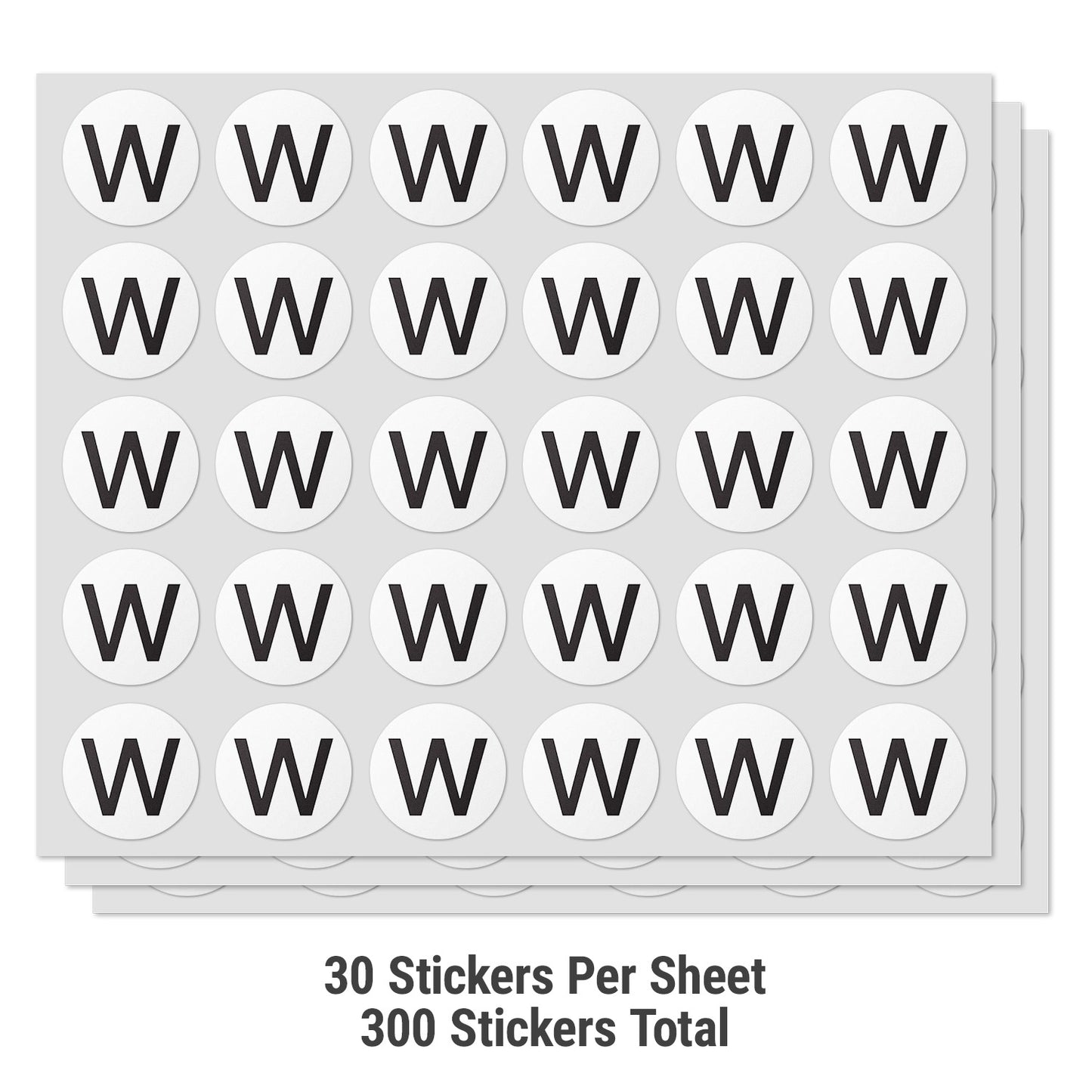 1 inch Alphabet Letter W Sticker (Sheets)