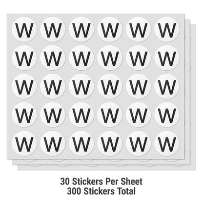 1 inch Alphabet Letter W Sticker (Sheets)