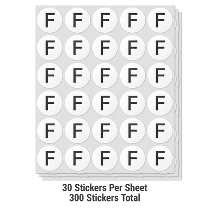 1.5 inch Alphabet Letter F Sticker (Sheets)
