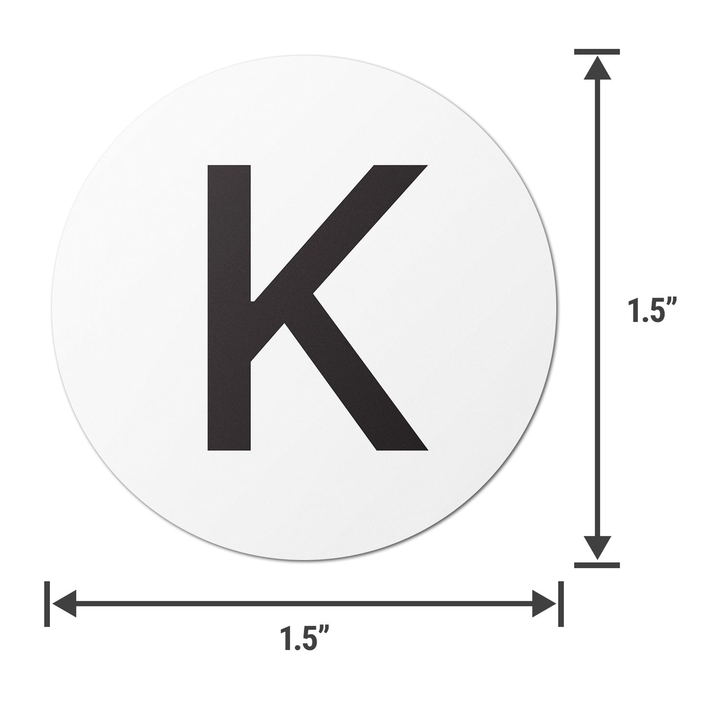 1.5in Stickers: Alphabet Letter K Label (Capital)